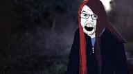 angry arm black_shirt blue_eyes blue_shirt boyinaband brown_hair clothes glasses hair irl_background jacket long_hair mustache open_mouth red_hair soyjak stubble tshirt variant:feraljak youtube youtuber // 1920x1080 // 555.5KB