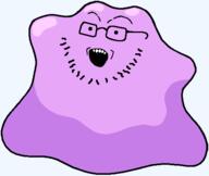 anime ditto glasses kanto no_nose open_mouth pokemon purple purple_skin small_eyes soyjak stubble variant:soyak video_game // 503x425 // 4.8KB