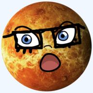 blue_eyes cartoon eyelashes glasses mymy ongezellig open_mouth planet redraw soy_parody soyjak space venus // 1920x1925 // 4.3MB