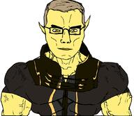 altmer arm buff closed_mouth clothes elder_scrolls elf glasses hair meta:tagme pointy_ears soyjak subvariant:chudjak_front subvariant:muscular_chud the_elder_scrolls tshirt variant:chudjak vein video_game yellow_eyes yellow_hair yellow_skin // 1072x930 // 168.1KB