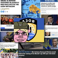 azov_battalion closed_mouth clothes communism ear hair hammer_and_sickle hat judaism khazaria marichka military nazism pig smile soyjak star_of_david text ukraine variant:chudjak volodymyr_zelenskyy yellow_hair // 1024x1018 // 367.5KB