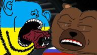 alien alien_(movie) animal bear biz_(4chan) bobo closed_eyes crying ear fangs flag frown large_mouth movie no_eyes open_mouth russia russo_ukrainian_war scared snout soyjak stubble ukraine variant:impish_soyak_ears xenomorph // 782x448 // 84.1KB