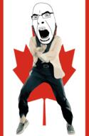 angry animated canada country dance flag flag:canada full_body gangnam_style glasses irl leaf maple open_mouth soyjak stubble variant:cobson // 300x460 // 506.9KB