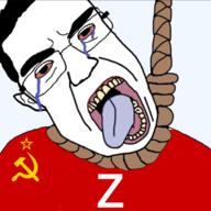 bloodshot_eyes communism crying ear hair hammer_and_sickle hanging rope russia russo_ukrainian_war soviet_union subvariant:chudjak_front suicide variant:chudjak z_(russian_symbol) // 1300x1300 // 974.7KB