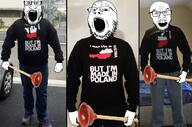 3soyjaks austria clothes flag full_body glasses holding_object holding_plunger irl irl_background plunger poland soyjak stubble variant:feraljak variant:gapejak variant:markiplier_soyjak // 987x653 // 329.6KB