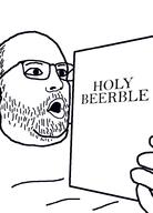 beer bible book double_chin fat glasses hand holding_book holding_object holy_beerble open_mouth soyjak stubble template text variant:beerble // 700x971 // 24.2KB