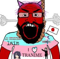 a_(4chan) angry anime bant_(4chan) beard cat_ear flag flag:japan flag:transgender_pride_flag hanging heart japan kasuga_ayumu logo pink_hair rope serial_experiments_lain soyjak steam subvariant:science_lover suicide swastika tomoko touhou tranny variant:markiplier_soyjak video_game // 800x789 // 224.2KB