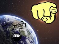 earth finger glasses hand planet pointing pointing_at_viewer soyjak space star_(sky) stubble sun sunglasses variant:feraljak // 1024x768 // 911.0KB