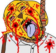 blood bloodshot_eyes crying dead dog glasses gore hanging janny open_mouth rope soyjak stubble suspenders tongue variant:bernd variant:gapejak yellow_skin yellow_teeth // 631x591 // 172.6KB