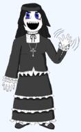 blue_eyes blush blushing clothes cross dress eye_bags eyebags female full_body goth hair handband happy hat lace necklace open_mouth smile translucent translucent_background transparent transparent_background variant:soytan wave waving // 1352x2196 // 67.5KB