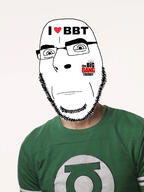 bald big_bang_theory closed_mouth eyes glasses green_lantern i_love neutral nose sheldon_cooper soyjak stubble tattoo text variant:cobson // 1959x2612 // 457.7KB