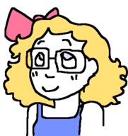 blue_eyes blush bowtie closed_mouth clothes drawing dress glasses hair looking_up redraw smile soyjak subvariant:soylita uellow_hair variant:cobson variant:gapejak yellow_hair // 367x390 // 12.3KB