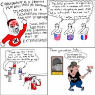 1488 1920 2000 adolf_hitler amerimutt blood bloodshot_eyes blush cap clenched_teeth clothes comic crying dead flag flag:france flag:nazi_germany flag:united_kingdom flag:united_states france full_body glasses gun hat meme mustache nazism open_mouth portrait soviet_union soyjak speech_bubble suicide swastika text thinking united_kingdom united_states variant:bernd variant:chudjak weapon yellow_teeth // 1024x1024 // 258.3KB