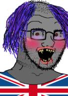 anglo blood choker country crazed eternal_anglo flag flag:united_kingdom glasses grey_skin lipstick makeup missing_teeth open_mouth red_eyes stubble tranny united_kingdom variant:soyak yellow_teeth // 1000x1400 // 995.2KB