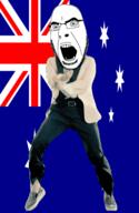 angry animated australia country cross dance flag full_body gangnam_style glasses irl open_mouth soyjak star stubble variant:cobson // 300x460 // 500.2KB