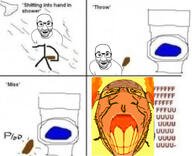 angry bloodshot_eyes calm distorted ogre_ears poop rage rage_comic shower toilet variant:el_perro_rabioso variant:markiplier_soyjak water // 1675x1364 // 866.0KB