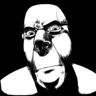 black_background closed_mouth drawing glasses looking_at_you neutral scary shadow soyjack stubble variant:cobson // 1000x1000 // 147.1KB