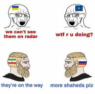 2soyjaks bloodshot_eyes country crying flag glasses iran nato nordic_chad open_mouth radar russia russo_ukrainian_war shahed136 soyjak stubble text ukraine variant:soyak // 680x668 // 46.4KB