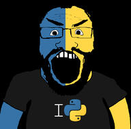 angry arm balding beard blue clothes glasses hair i_love multicolor_skin open_mouth python_(programming_language) soyjak subvariant:science_lover tshirt variant:markiplier_soyjak yellow // 800x789 // 149.7KB