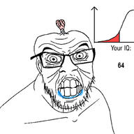 brain brainlet clenched_teeth glasses iq looking_at_you retard saliva small_brain soyjak stubble text variant:feraljak wrinkles // 1024x1024 // 190.7KB