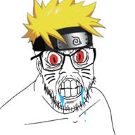 angry anime demon distorted drool ear facial_mark forehead_protector glasses hair headband konohagakure_symbol naruto_(series) red_eyes slit_eyes soyjak stubble uzumaki_naruto variant:feraljak whisker_marks yellow_hair // 1024x1024 // 521.6KB