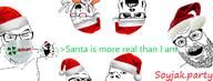 4chan banner blush bug christmas clothes glasses hat mask mustache open_mouth santa santa_hat skeleton skull soyjak soyjak_party spider stubble subvariant:wewjak text variant:feraljak variant:gapejak variant:its_out_get_in_here variant:markiplier_soyjak variant:soyak // 703x267 // 134.5KB