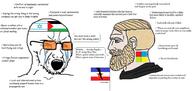 bloodshot_eyes country crying flag glasses history israel nordic_chad open_mouth palestine political_compass soyjak stubble sunglasses text variant:cryboy_soyjak yugoslavia // 1837x873 // 179.1KB