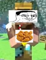 chicken food fried_chicken glasses minecraft smirk smug soyjak variant:chudjak video_game // 436x560 // 523.5KB