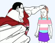 2soyjaks a_(4chan) ack animated buff clothes dragon_ball ear gigachud glasses hair hand open_mouth pol_(4chan) punch smile smug soyjak swastika tranny variant:bernd variant:chudjak // 630x494 // 610.4KB