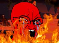 angry bloodshot_eyes crying distorted fire glasses hell open_mouth pain red_skin soyjak stubble variant:soyak // 1225x891 // 1.2MB