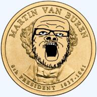 coin country dollar glasses martin_van_buren mustache open_mouth soyjak stubble text united_states variant:a24_slowburn_soyjak // 1098x1098 // 1.8MB