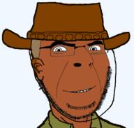 alternate australian brown_skin clothes ear glasses hat smile smug soyjak stubble variant:cobson // 600x572 // 84.4KB