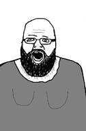 beard clothes fat glasses gynaecomastia hairy open_mouth soyjak variant:unknown // 471x720 // 50.3KB