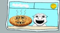 3soyjaks closed_mouth cloud deformed food glasses grin grinlook_poggers happy oh_my_god_she_is_so_attractive open_mouth pie sky smile smoke soyjak stubble subvariant:wholesome_soyjak sun variant:coinjak variant:gapejak variant:markiplier_soyjak window // 1280x720 // 341.1KB