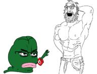 2soyjaks arm beard buff frog glasses grey_skin hair matt_christman nazism open_mouth pepe soyjak variant:christmanjak variant:chudjak // 1177x900 // 84.2KB