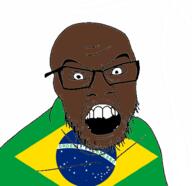 angry black_skin brazil clothes country flag glasses open_mouth soyjak stubble variant:feraljak // 976x944 // 314.9KB