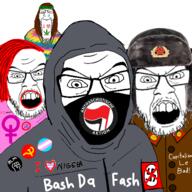 4soyjaks angry antifa brown_hair calm closed_mouth clothes communism feminism feminist glasses hat hippie hoodie i_heart_nigger left left_wing leftist leftypol mask mustache open_mouth politics purple_hair red_hair sjw smile stubble text tranny ushanka variant:feraljak variant:markiplier_soyjak // 1500x1500 // 1.0MB