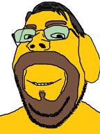 animal beard brown_hair dog ear edward_snowden glasses hair janny janon smile soyjak stubble subvariant:wholesome_soyjak variant:gapejak yellow_skin // 600x800 // 32.8KB