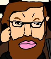 beard brown_hair chud clothes drawn_background ear glasses hair hand holding_object phone ronnie_mcnutt subvariant:chudjak_front variant:chudjak white_skin // 597x698 // 11.6KB