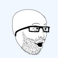 glasses open_mouth pog pogchamp soyjak stubble variant:unknown // 512x512 // 44.8KB