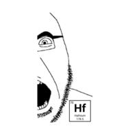 angry chemistry element glasses hafnium open_mouth soyjak stubble variant:cobson // 448x522 // 40.2KB