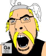 angry asterix chemistry clothes element gallium gaul glasses hat helmet obelix open_mouth soyjak stubble text variant:cobson // 721x863 // 51.1KB