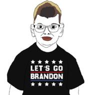 arm brown_hair clothes ear glasses hair joe_biden lets_go_brandon soyjak star tshirt variant:brandon // 1074x1067 // 124.5KB