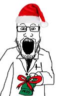 christmas clothes doctor dr_sprokeberg gift giving glasses hand holding_object meds open_mouth soyjak soyjak_giving_meds stubble variant:markiplier_soyjak // 686x1074 // 287.3KB