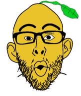 ear food fruit glasses leaf lemon open_mouth redraw soyjak stubble variant:nojak yellow_skin // 443x523 // 7.7KB