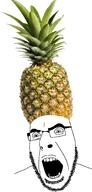 angry clothes food foodjak glasses hat open_mouth pineapple soyjak stubble variant:cobson // 856x1792 // 1.2MB