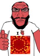 angry arm balding beard boards_of_canada clothes frown glasses hair hand heart i_love music punisher_face red_face soyjak subvariant:science_lover text thumbs_up tshirt variant:markiplier_soyjak // 680x950 // 346.5KB