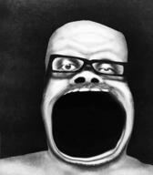 distorted glasses no_eyebrows open_mouth pencil_drawing redraw soyjak stretched_mouth stubble variant:a24_slowburn_soyjak // 454x520 // 88.8KB