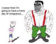 blue_eyes buff clothes ear full_body glasses hair mustache nazism purple_hair redraw soyjak stubble suspenders swastika text tranny variant:bernd variant:chudjak vein // 1440x1152 // 979.5KB