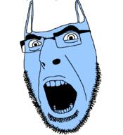 angry bag blue_skin glasses he_will_always_be_a_gem objectsoy open_mouth pun soyjak stubble variant:cobson // 775x849 // 62.7KB